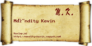 Mándity Kevin névjegykártya